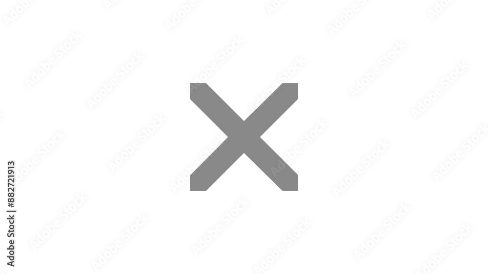 X cross mark shape icon animation on white background X cross mark shape icon animation on white background