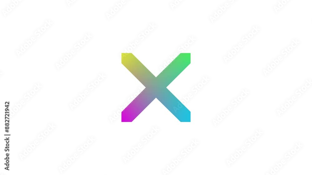 X cross mark shape icon animation on white background X cross mark shape icon animation on white background