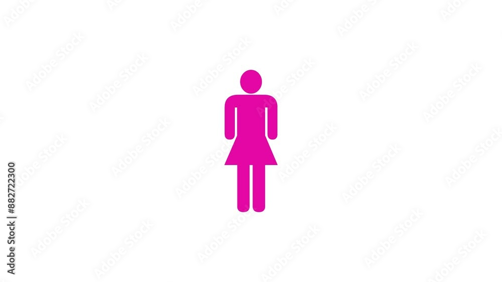 Woman shape icon pink color animation on white background Woman shape icon pink color animation on white background