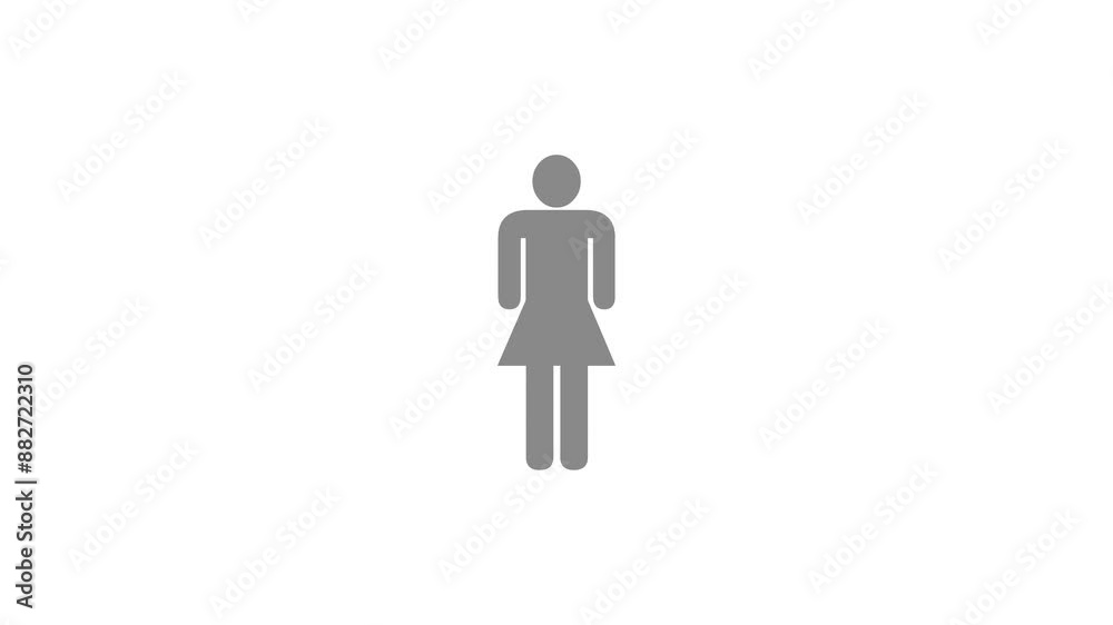Woman shape icon gray color animation on white background Woman shape icon gray color animation on white background