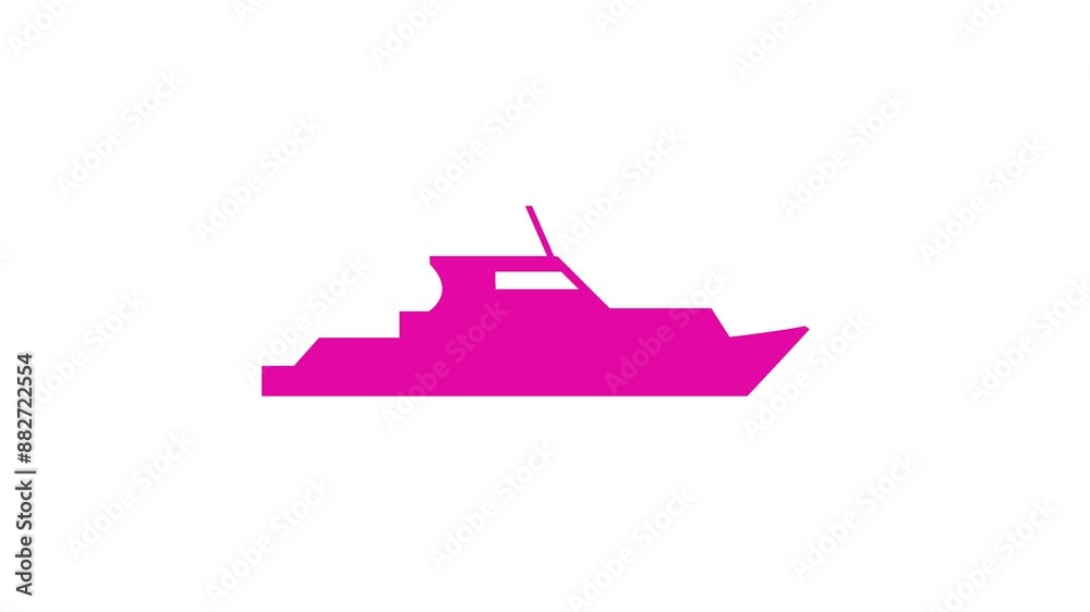 Speedboat shape icon animation on white background Speedboat shape icon animation on white background