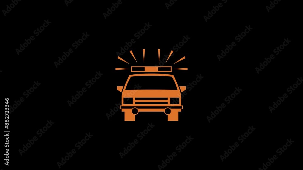 Police car shape icon brown color animation on black background Police car shape icon brown color animation on black background