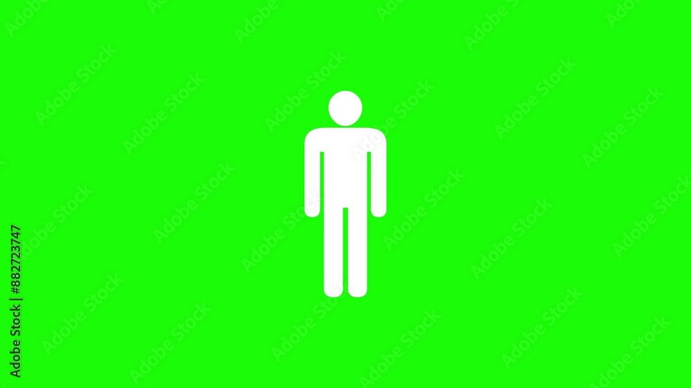 Man shape icon white color animation on green background Man shape icon white color animation on green background