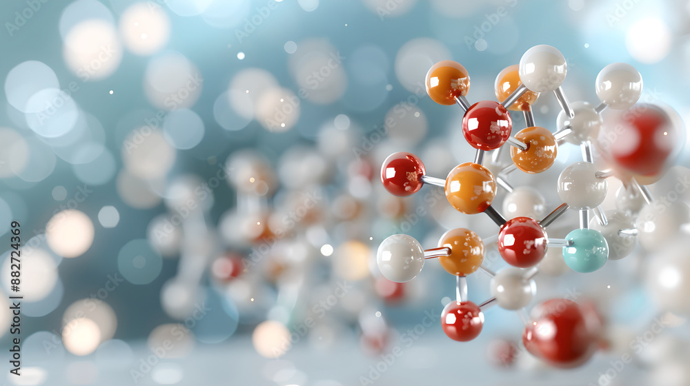 Molecular Structure Model with Bokeh Background Molecular Structure Model with Bokeh Background
