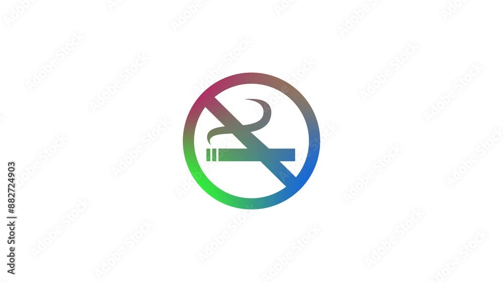 Do not smoke ban circle shape icon gradient animation on white background Do not smoke ban circle shape icon gradient animation on white background