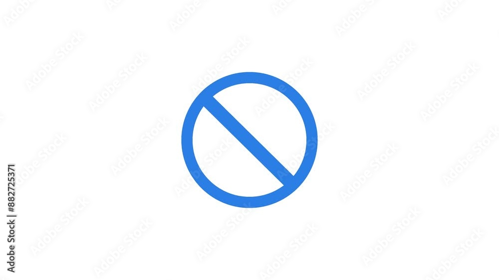 Do not circle shape icon blue color animation on white background Do not circle shape icon blue color animation on white background