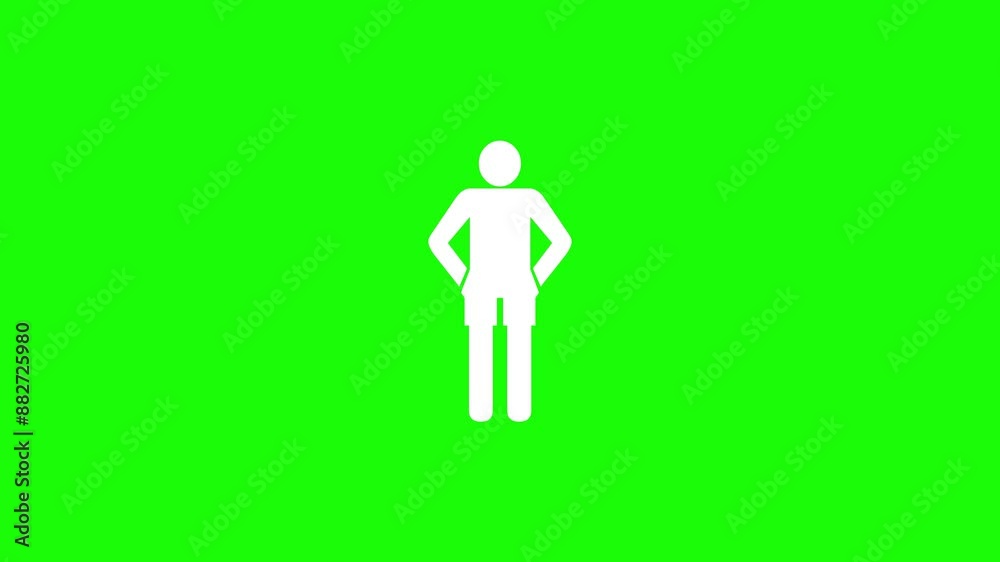 Boy shape icon white color animation on green background Boy shape icon white color animation on green background