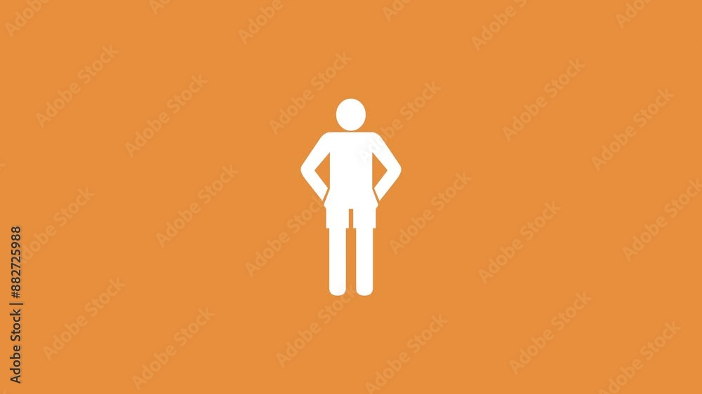 Boy shape icon white color animation on brown background