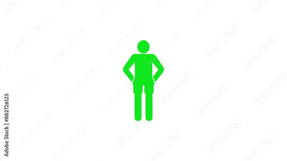 Boy shape icon green color animation on white background Boy shape icon green color animation on white background