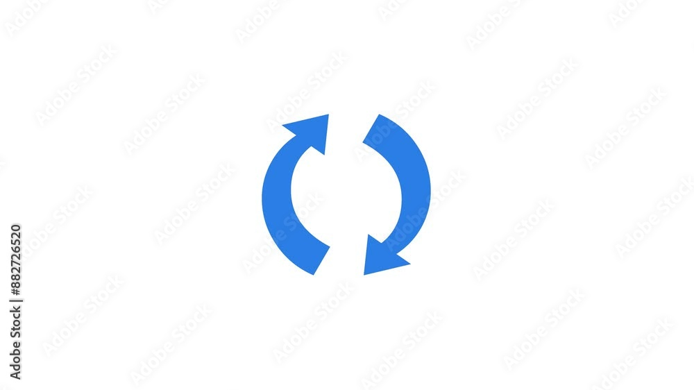 Arrow circle shape icon blue color animation on white background
