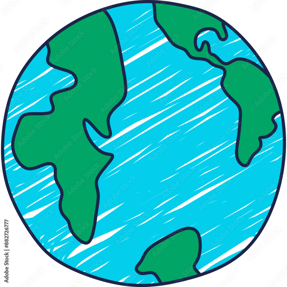 Naklejka premium Hand Drawn Earth Crayon