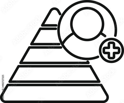Line icon representing the concept of adding a new customer to the sales funnel pyramid