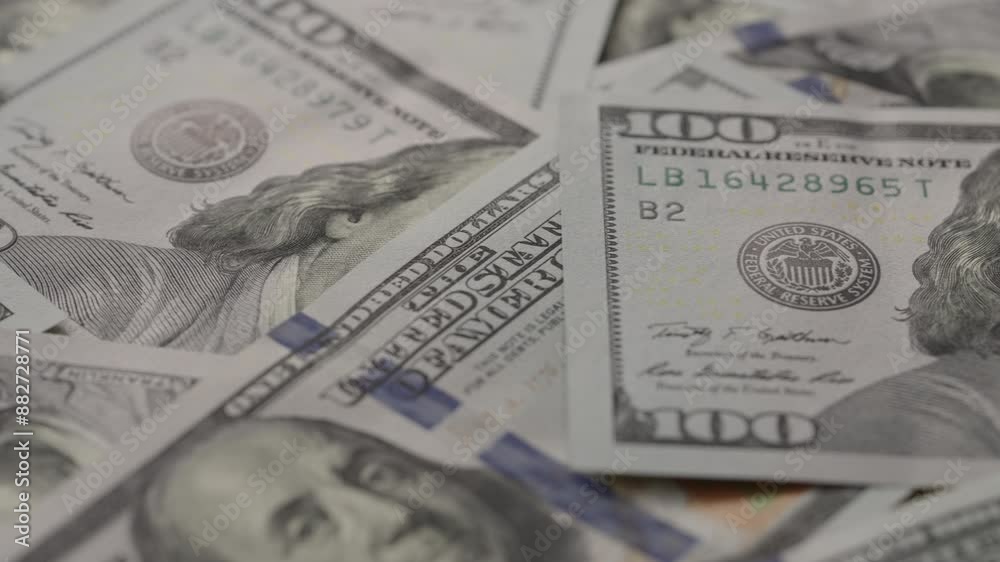Closeup slide background of 100 dollar bills new style Closeup slide background of 100 dollar bills new style