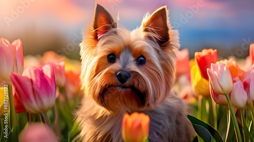 yorkshire terrier in the garden