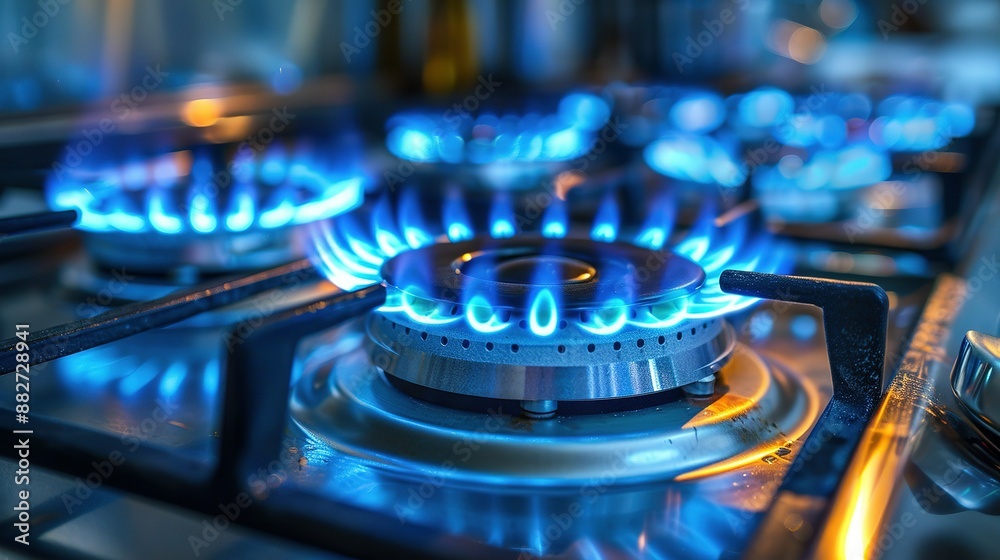 Blue Flames on a Gas Stove Blue Flames on a Gas Stove