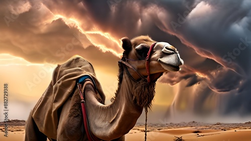 Desert Camel during Clouds