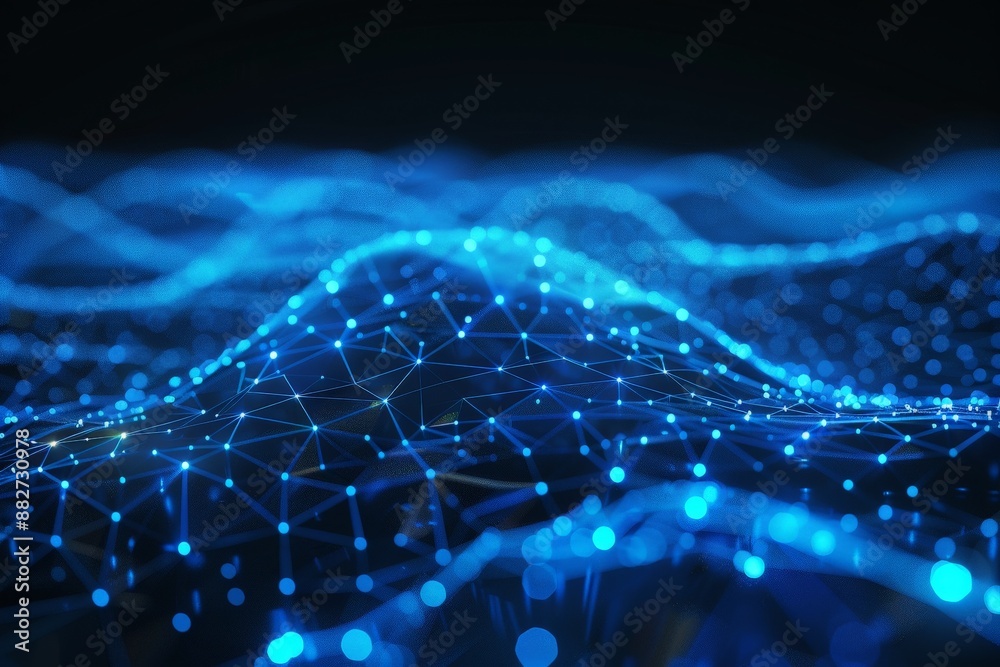 Abstract blue dot connection Digital Landscape