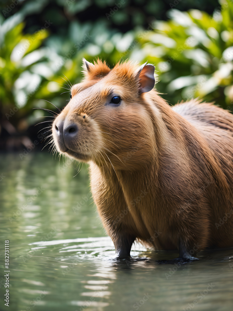 capybara swim isolated on white background capybara swim isolated on white background