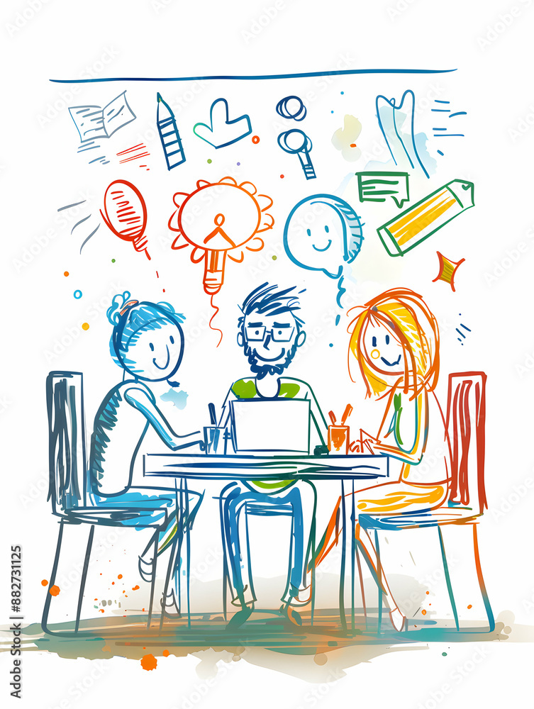 Enchanted Meeting Table with Luminous Smiles 3D Flat People Icon Enchanted Meeting Table with Luminous Smiles 3D Flat People Icon