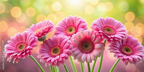 Isolated bunch of pretty pink Gerbera daisy flowers, pink, Gerbera, daisy, flowers, isolated, bunch, vibrant, blooming