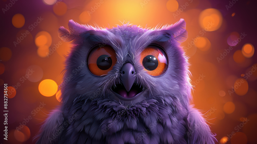 Obraz premium Owl Illustration in Animated Style