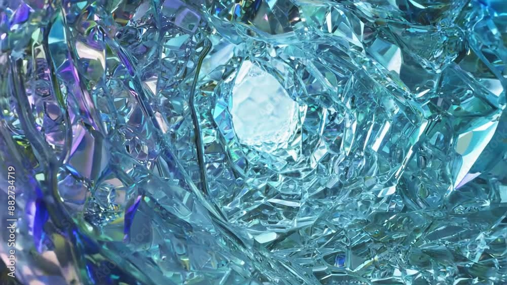 Frozen Abstract Tunnel of Shattered Glass Generative AI