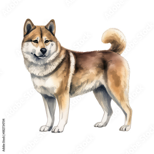 Illustration of Akita Dog,  Mightly Taskmasters in white background. photo