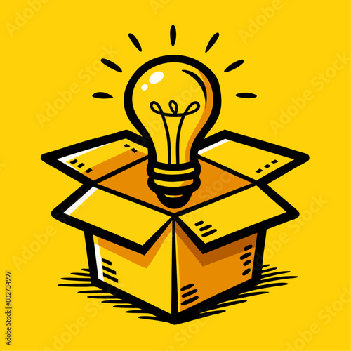 open box with ideas vector illustration