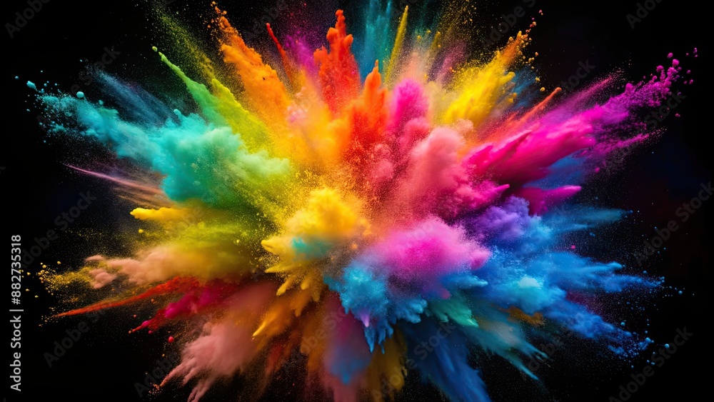Explosion of colorful powder with abstract splatter, powder, explosion, colorful, splash, vibrant, abstract, dust Explosion of colorful powder with abstract splatter, powder, explosion, colorful, splash, vibrant, abstract, dust