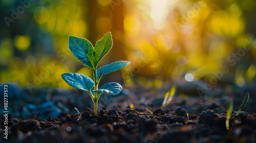 Close-up of a small plant growing in soil
