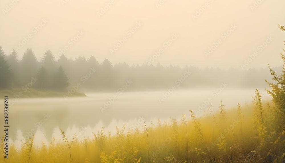 Fototapeta premium Clear Plain Shiny Warm Soft Vintage Bokeh Cloudy Wave Like Geometric Yellow Background or Texture