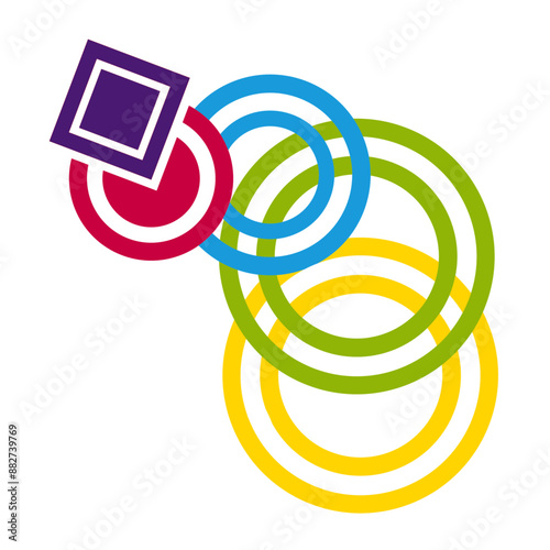 Cirkels-Vierkant-24_I0Happy childish logo, logotype, geometric, abstract, colors, children, playful, bright, round, square, cozy, simple, school, logo, feature1