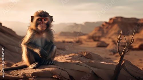 monkey sitting in deseart