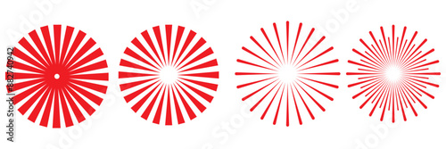 Sun burst radial element set. Radial stripes sunburst with center. Sun rays. Vector vintage.