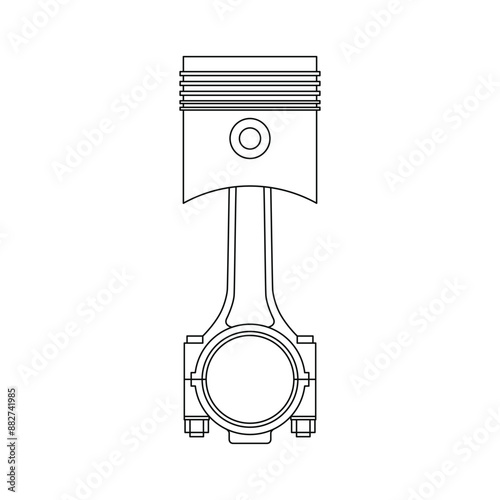 Engine piston and connecting rod icon. Vector illustration