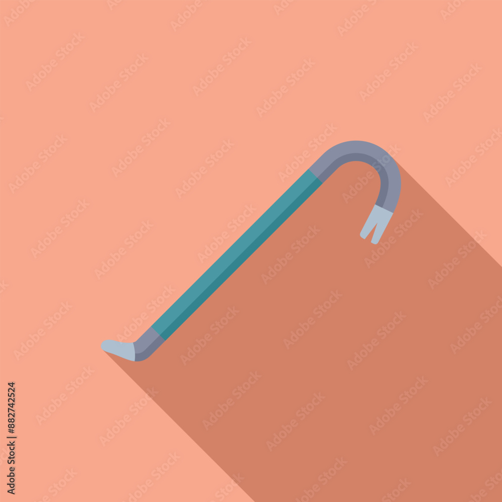 Crowbar is lying on a pink background, casting a long shadow Crowbar is lying on a pink background, casting a long shadow