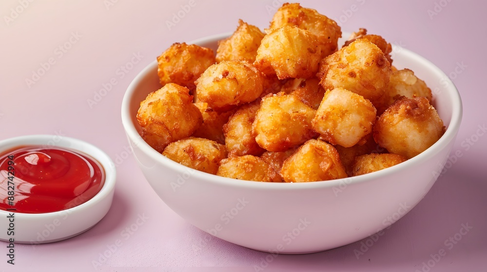 Crispy Potato Bites with Ketchup. Crispy Potato Bites with Ketchup.