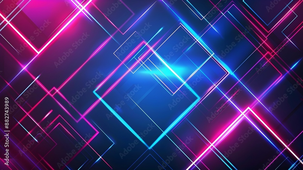 Vibrant Geometric Shapes with Neon Outlines in Horizontal Banner Layout Vibrant Geometric Shapes with Neon Outlines in Horizontal Banner Layout