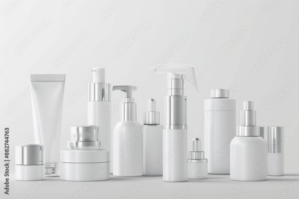 a set of cosmetic bottles and jar a set of cosmetic bottles and jar