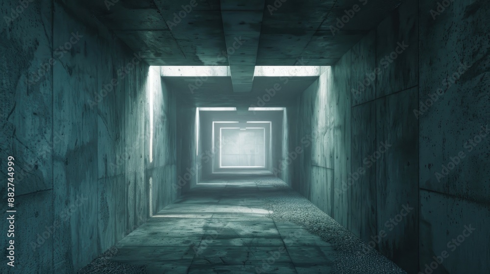 Dark concrete drain tunnel with light and space Dark concrete drain tunnel with light and space