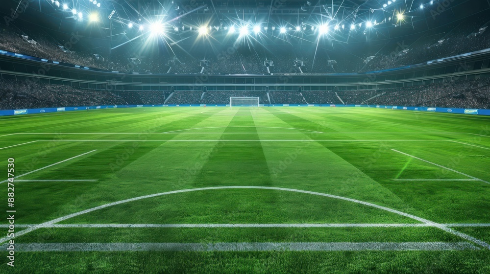 Obraz premium Professional soccer field stadium background