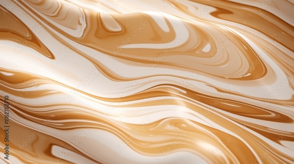Beige and silver fluid art liquid marble with shiny wavy pattern for captivating backgrounds Beige and silver fluid art liquid marble with shiny wavy pattern for captivating backgrounds