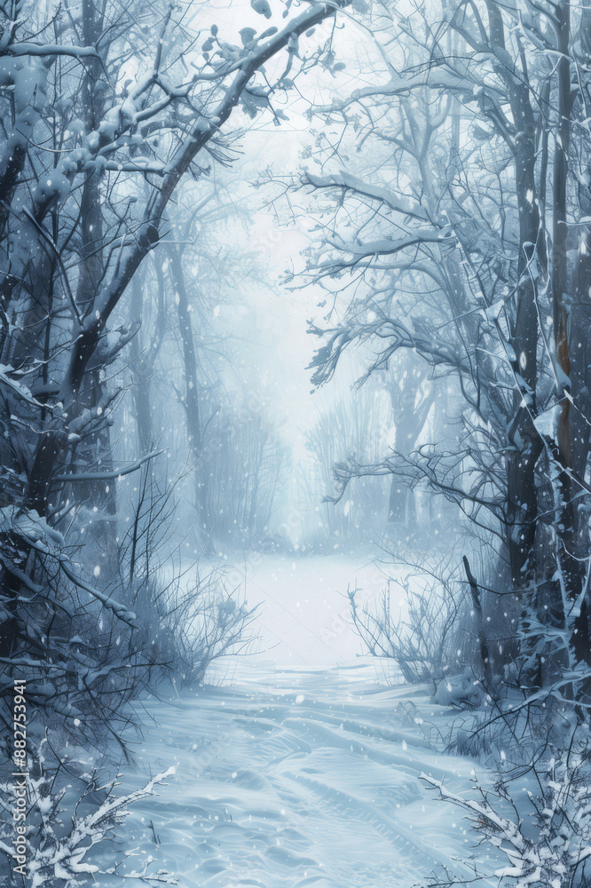 Fototapeta premium Beautiful winter forest background. AI generative