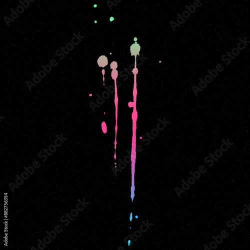 Black Background Hand drawn stylized grunge bird droppings set black and white. Flat blots set style vector illustration, seamless illustration of bright drops of paints on a black background. photo