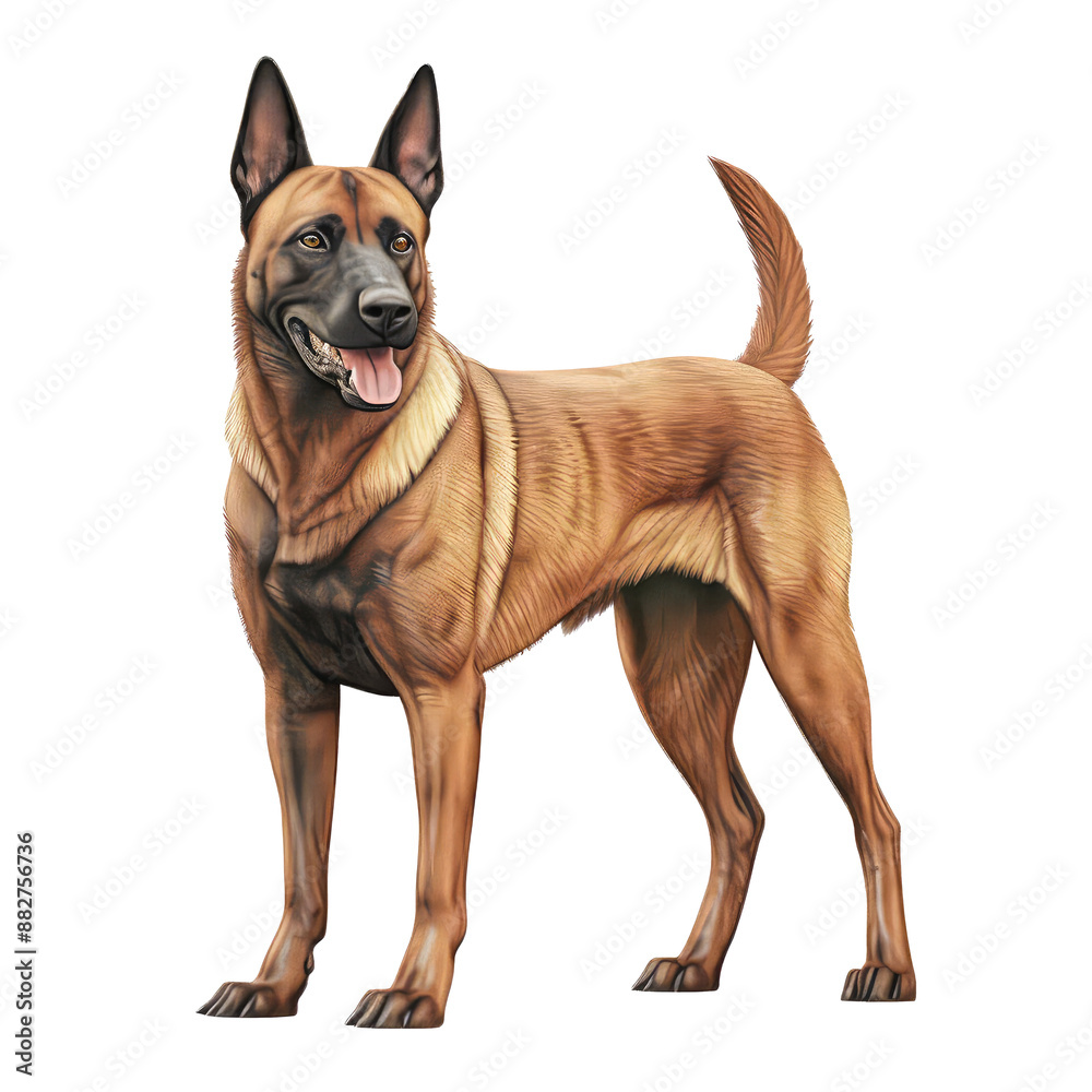 Illustration of Belgian Malinois Dog, Herding Dog in a white background