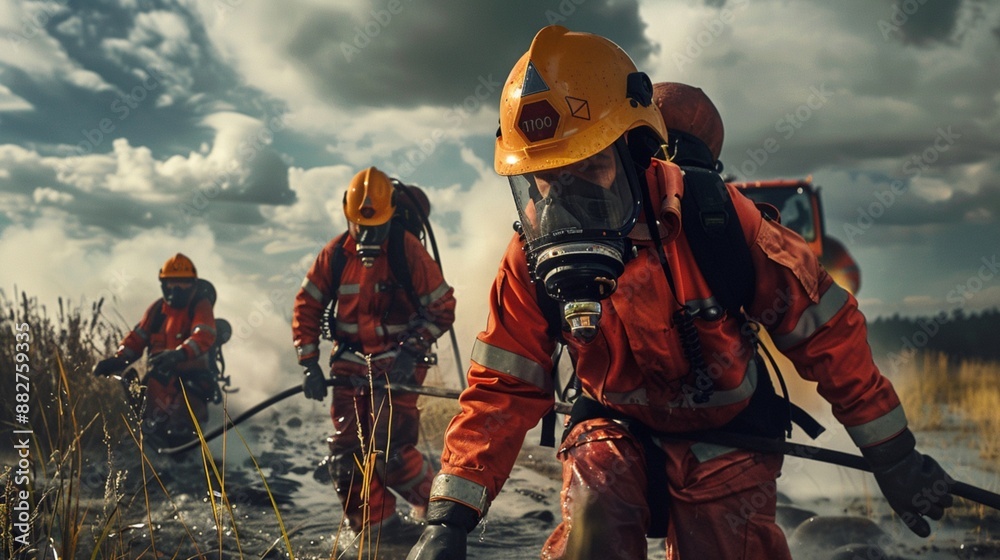 Firefighters in action extinguishing a blaze, illustrating the core duty of a fire department. Firefighters in action extinguishing a blaze, illustrating the core duty of a fire department.