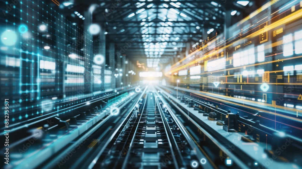 Futuristic Railway with Digital Interfaces Futuristic Railway with Digital Interfaces