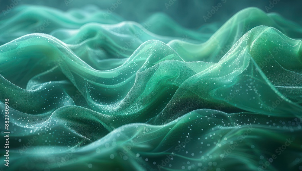 Abstract Green Fabric with Dew Drops Abstract Green Fabric with Dew Drops