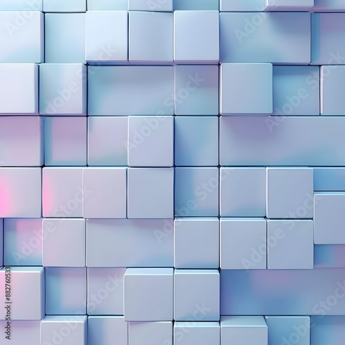 3D Cubes Wall Background in Violet and Blue Tones, To provide a unique and modern background for digital design projects, including websites, social