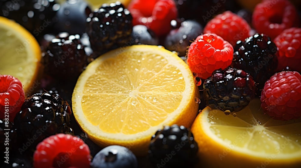 Vibrant Texture of Fresh Fruits: A Nutritious and Tempting Macro Showcase Vibrant Texture of Fresh Fruits: A Nutritious and Tempting Macro Showcase